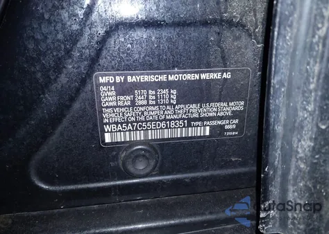 2014 BMW 528I xDrive z USA, uszkodzony, nr VIN WBA5A7C55ED618351